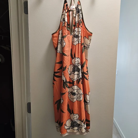 1. State Dresses | 1. State Xl Halter Dress Floral Print | Color: Cream/Orange | Size: Xl | Dianamesa's Closet